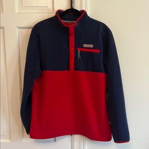Vineyard Vines Blue and Red Zip Up Sweater with Stand-up Collar